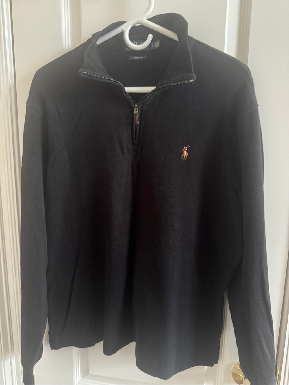 Polo by Ralph Lauren Black Quarter-Zip Sweater with Pony Logo